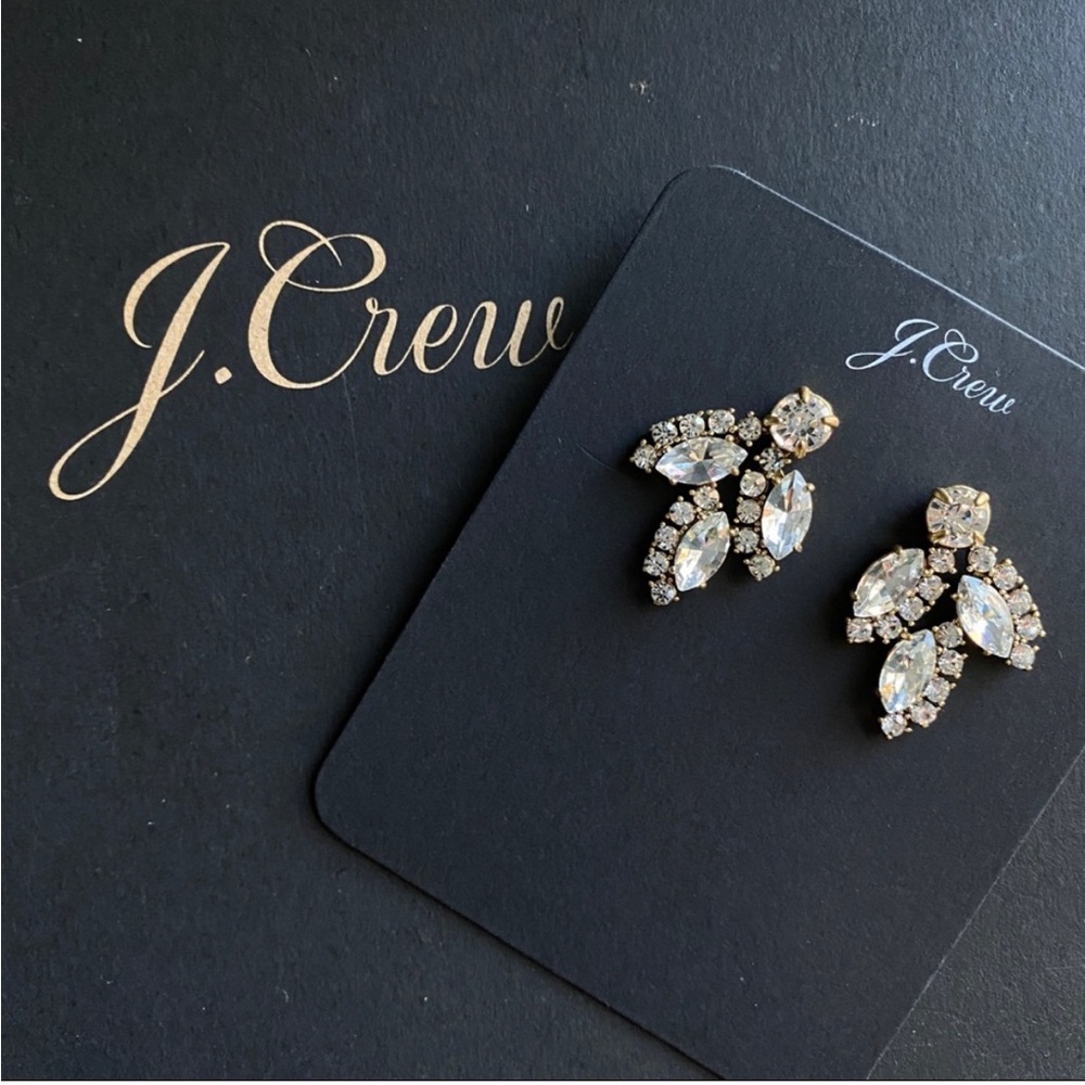J. Crew Crystal leaf stud earrings